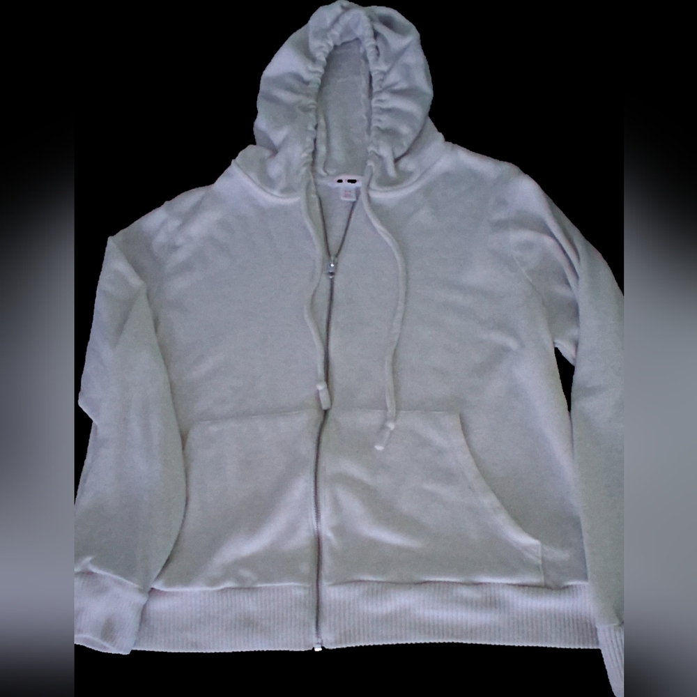 Joe Fresh Women's Hoodie, Full Zip, Pockets, Beige, Medium